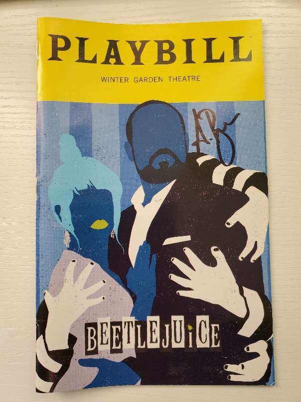 playbill for beetlejuice on broadway with art of charles and delia